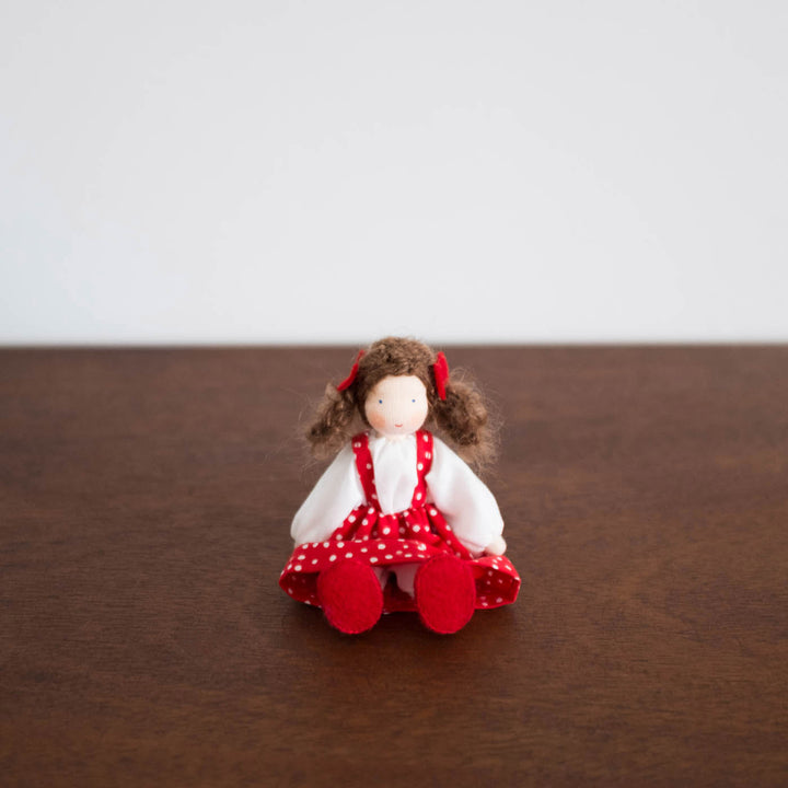 Waldorf Brown Haired Girl-Red Polka Dot Dress