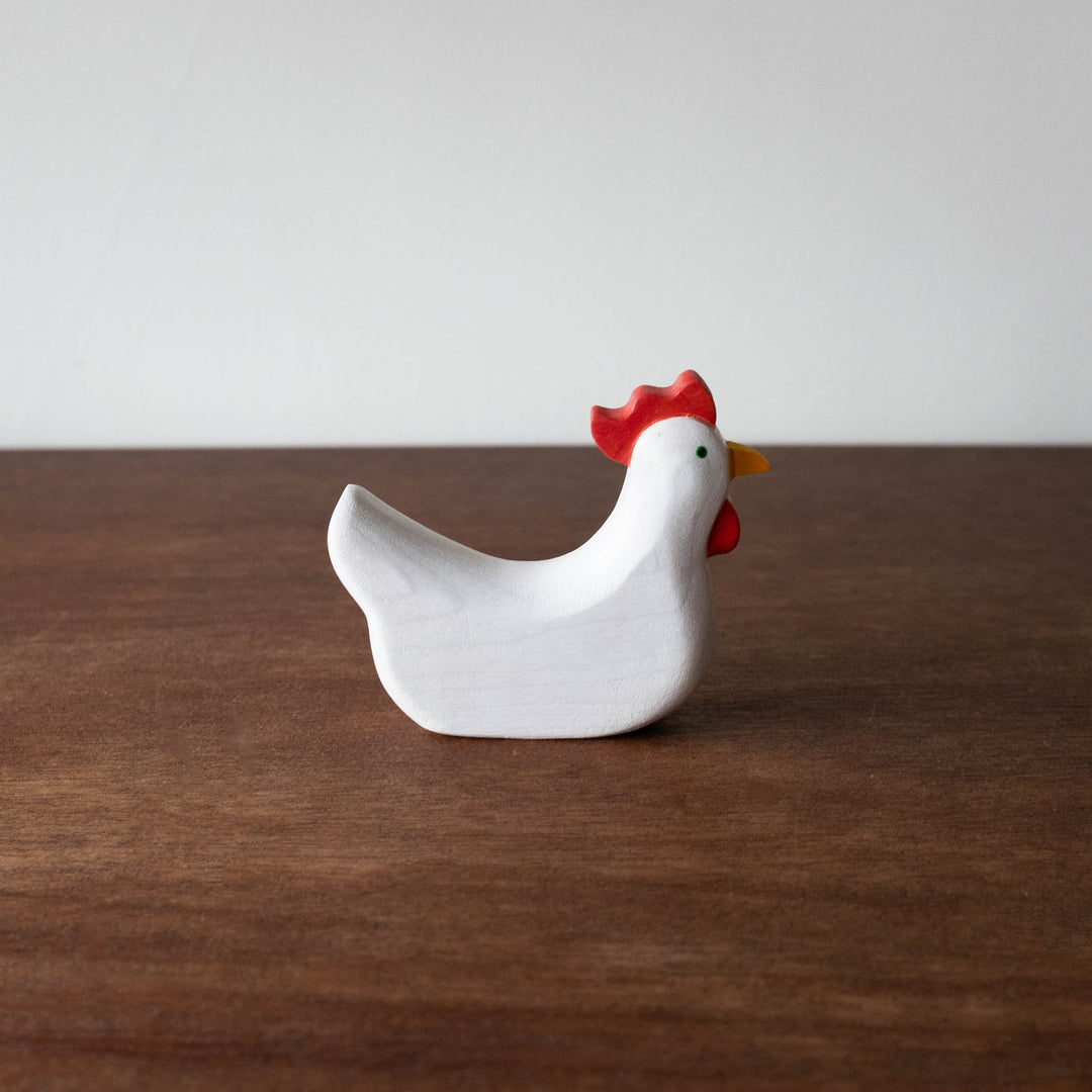 Wooden Heirloom Animal- White Hen Sitting