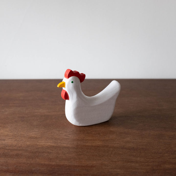 Wooden Heirloom Animal- White Hen Sitting