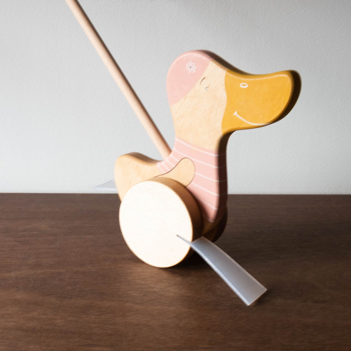 Wooden Goose Push Toy- Pink