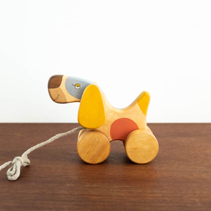 Wooden Dog Pull Toy- Multi