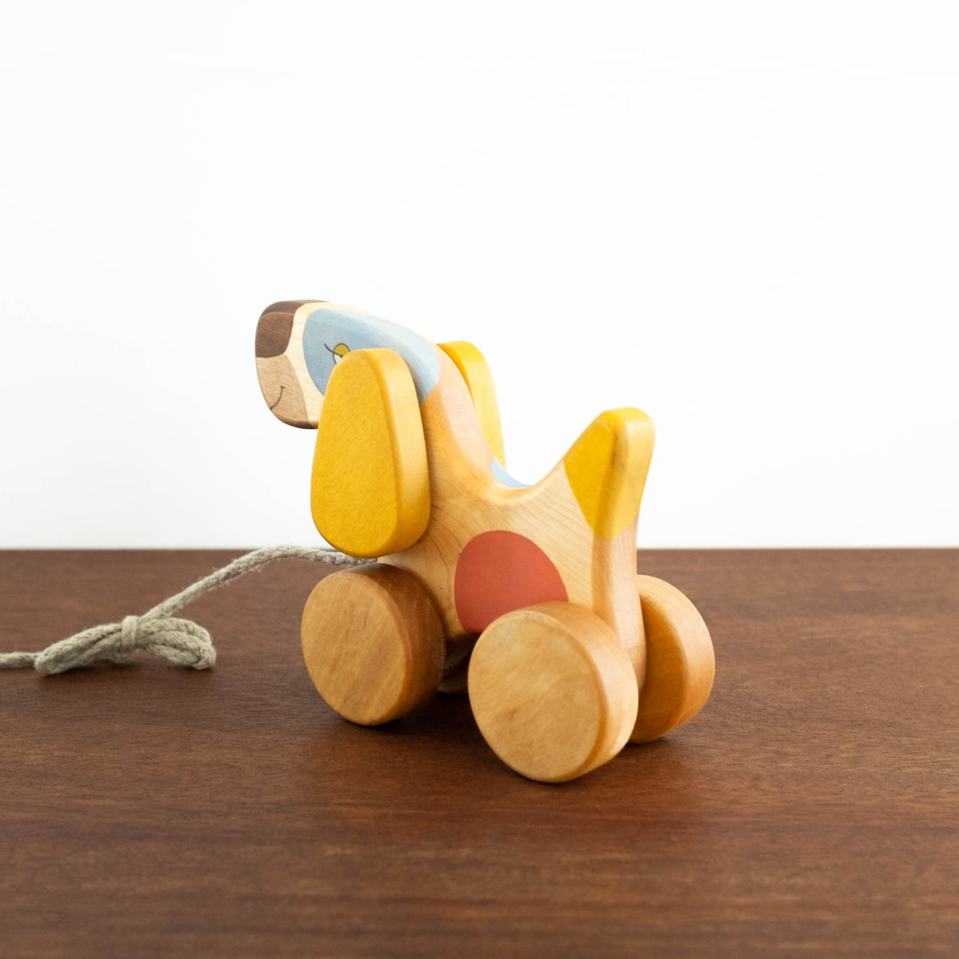 Wooden Dog Pull Toy- Multi