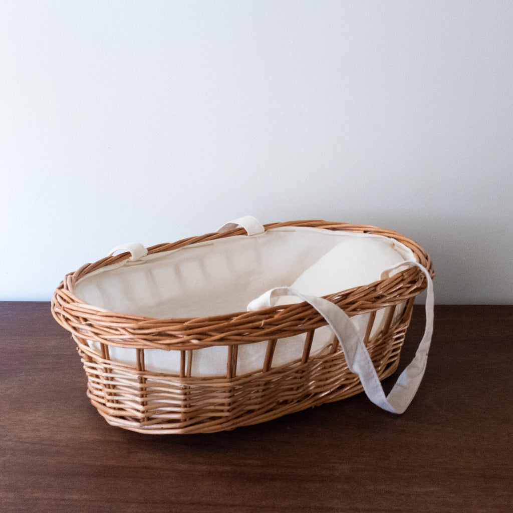 French Baby Doll Accessories: Rattan Bassinet