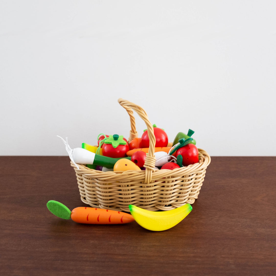 NEW Wooden Fruits and Vegetables Basket - 24 pcs