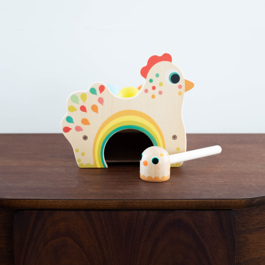 Wooden Ball Drop Chicken Toy