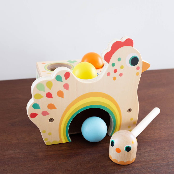 Wooden Ball Drop Chicken Toy