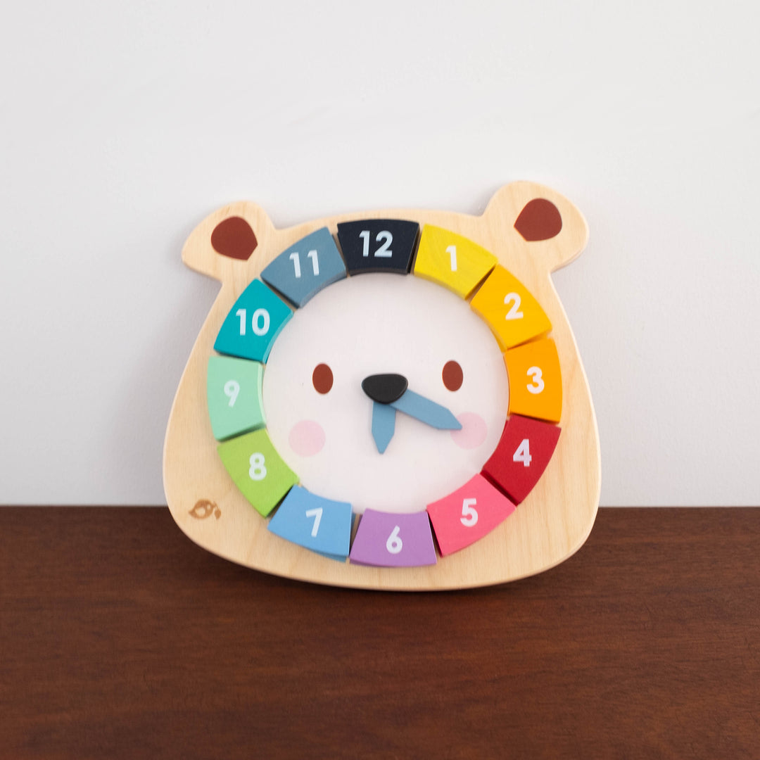Wooden Bear Color Clock