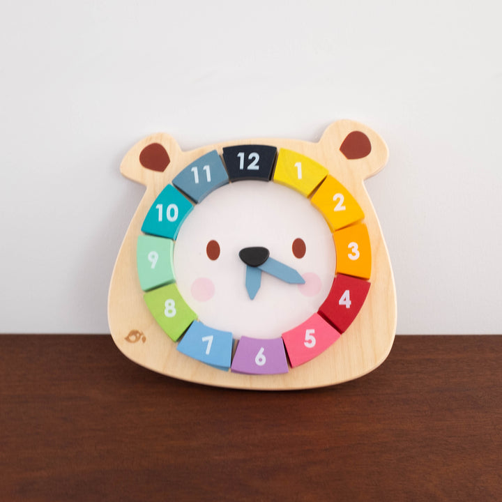 Wooden Bear Color Clock