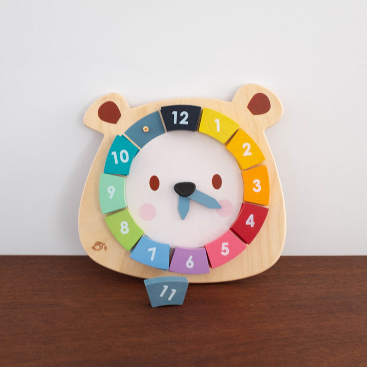 Wooden Bear Color Clock