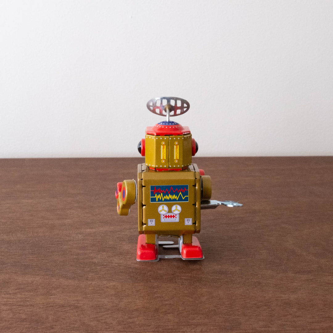 Retro Mini Robot Band Wind Up Toy- Gold