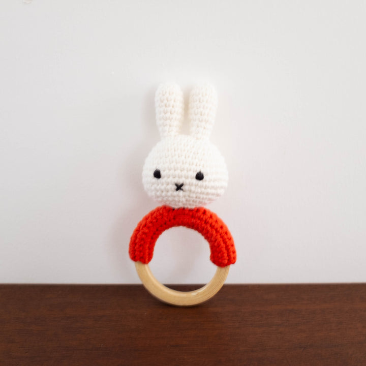 NEW Handmade Miffy Crochet Rattle - Orange