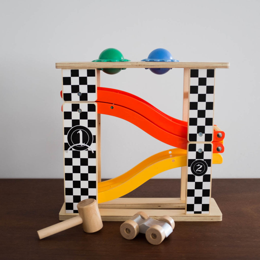 NEW Wooden Pounding Race Car Tower