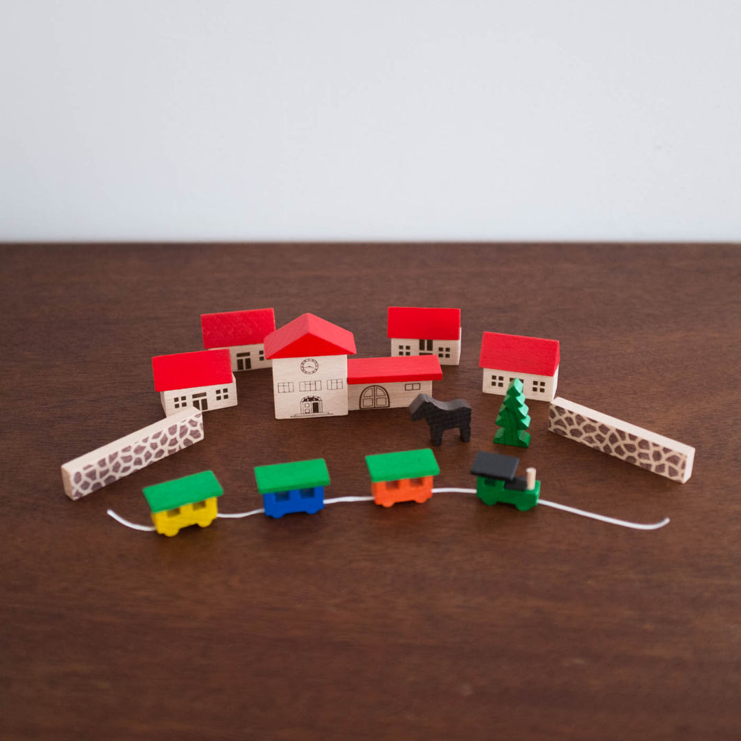 Mini Mountain Village Wooden Toy Set