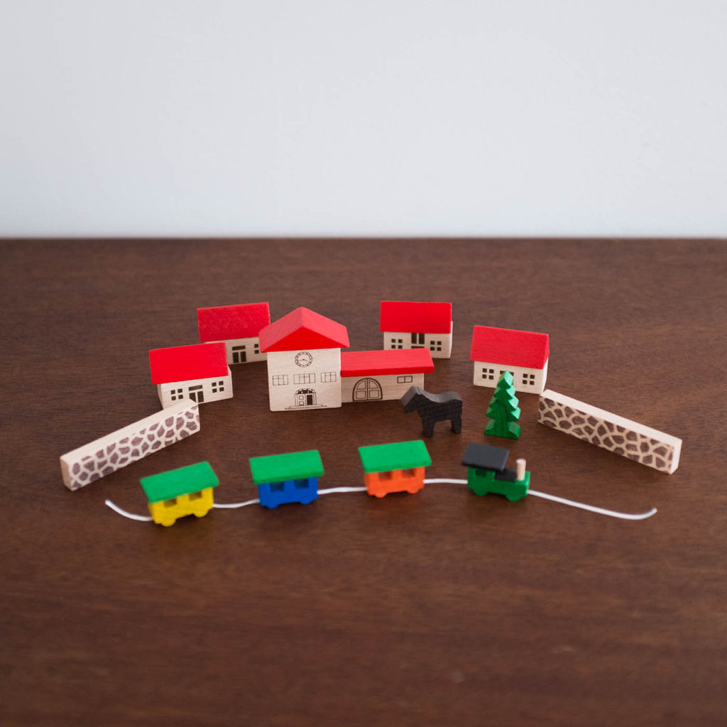 Mini Mountain Village Wooden Toy Set