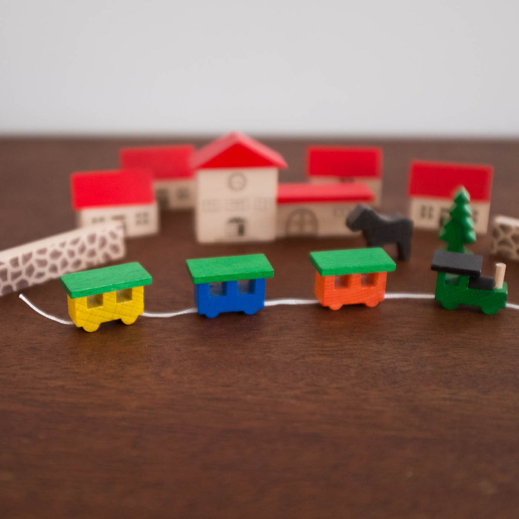 Mini Mountain Village Wooden Toy Set