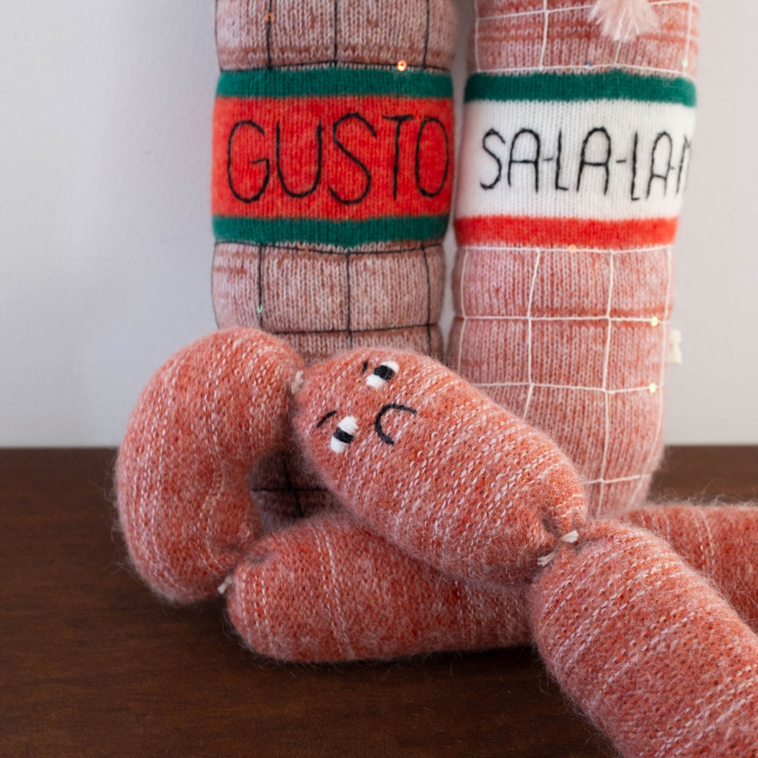 NEW Charcuterie "Sad Sausage"  Plush Lambswool and Mohair Doll