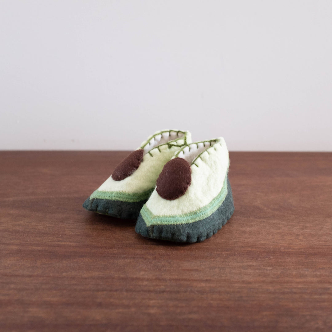 NEW Baby Wool Felt Booties- Avocado