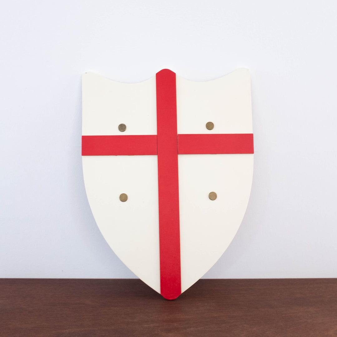 Wooden Knight Shield- Beige with Red Cross