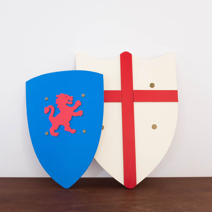 Wooden Knight Shield- Beige with Red Cross