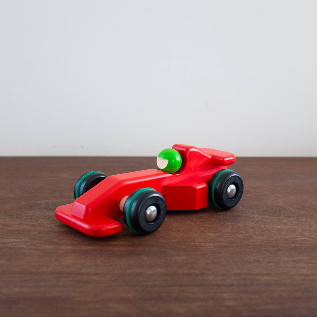 NEW Red Racer Wooden Race Car