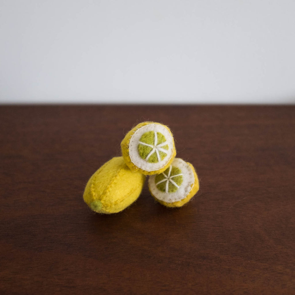 Wool Felt Food Toy: Lemon 3 pc Set