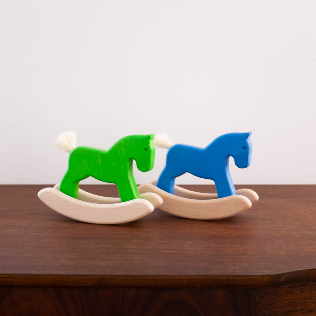 Wooden Green Rocking Horse Toy