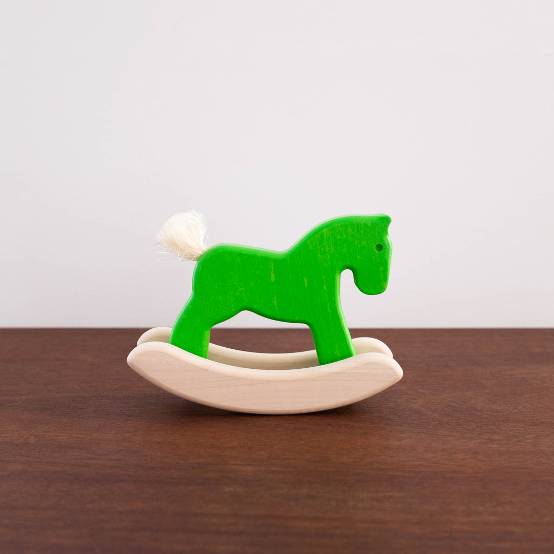 Wooden Green Rocking Horse Toy