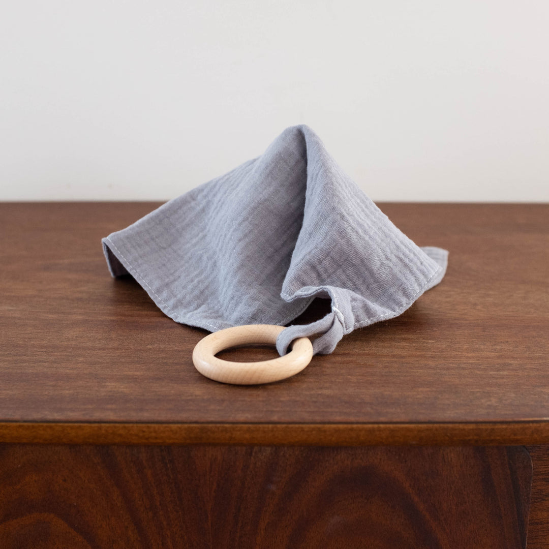 Muslin Blankie Teething Ring- Various Colors Available