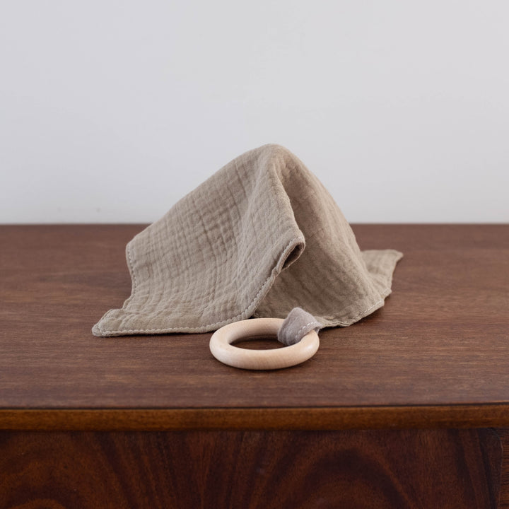 Muslin Blankie Teething Ring- Various Colors Available