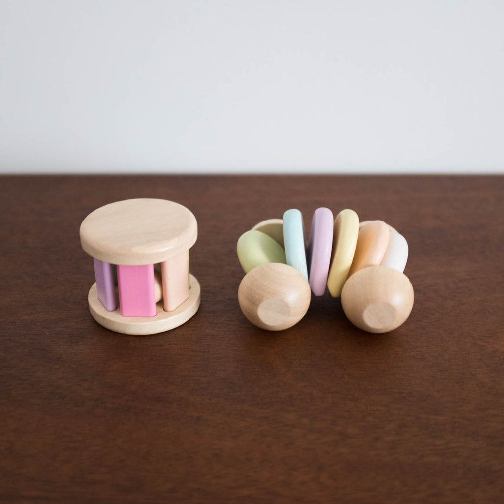 Wooden Pastel Roller Rattle Toy
