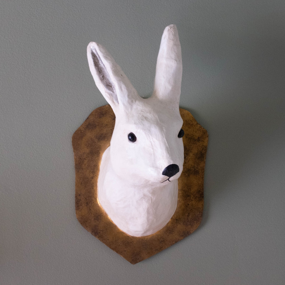 White Rabbit with Gold Wall Mount