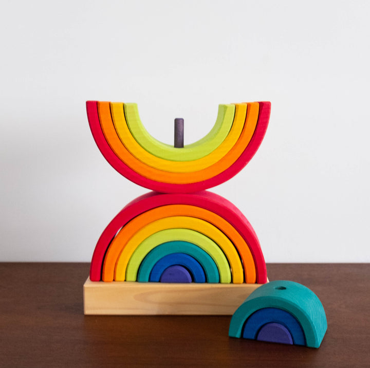 Wooden Large Stacking Double Rainbow Toy