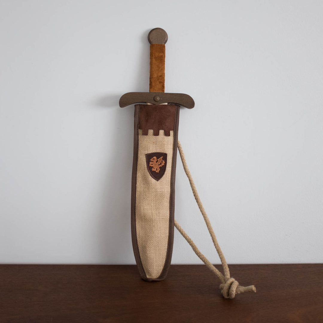 Wooden Sword with Jute Bag- Natural