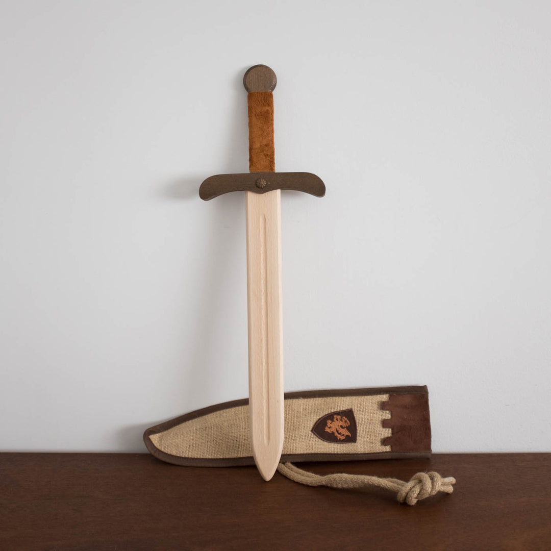 Wooden Sword with Jute Bag- Natural