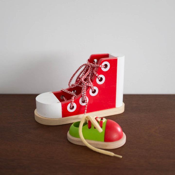 Wooden Lacing Shoe Toy