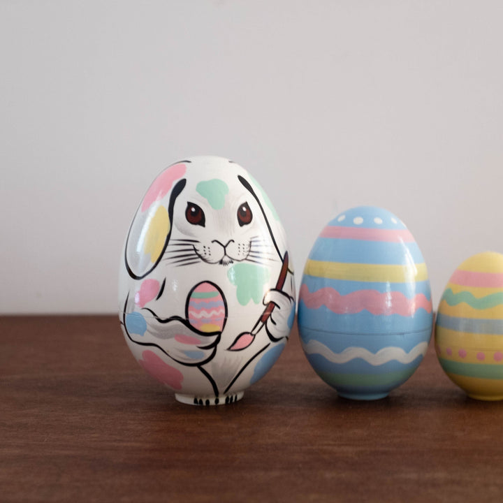 NEW Classic Wooden Russian Nesting Dolls- Easter Bunny