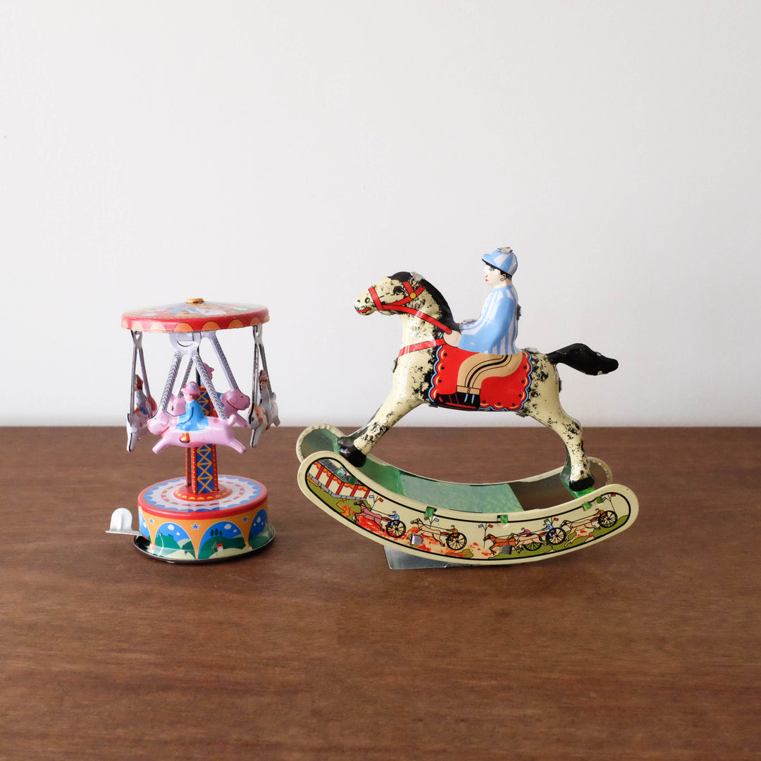 Retro Tin Toy- Windup Dog Carousel