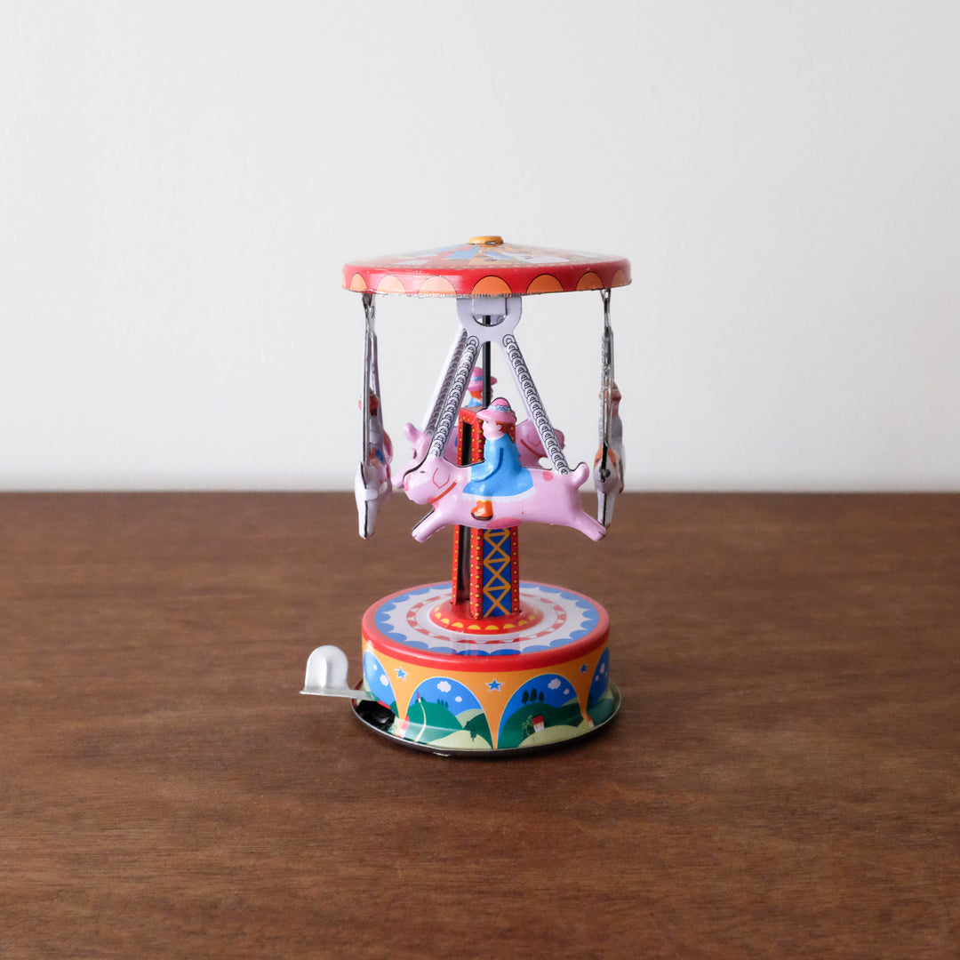 Retro Tin Toy- Windup Dog Carousel