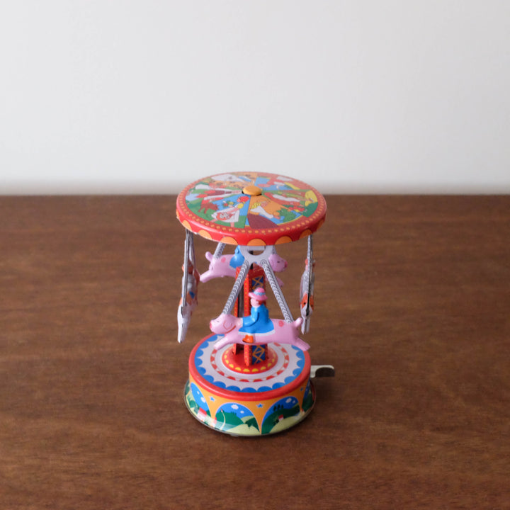 Retro Tin Toy- Windup Dog Carousel