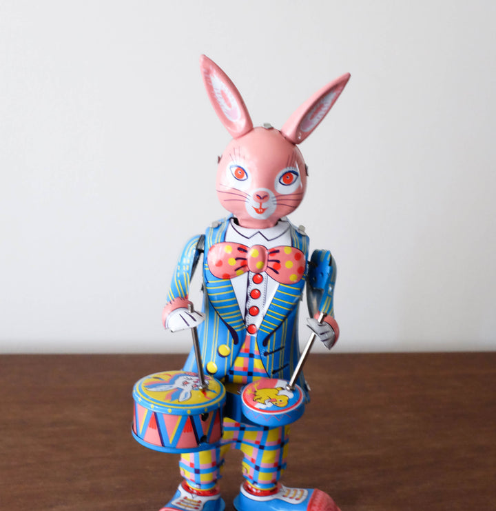 Retro Tin Toy- Drummer Rabbit Bunny