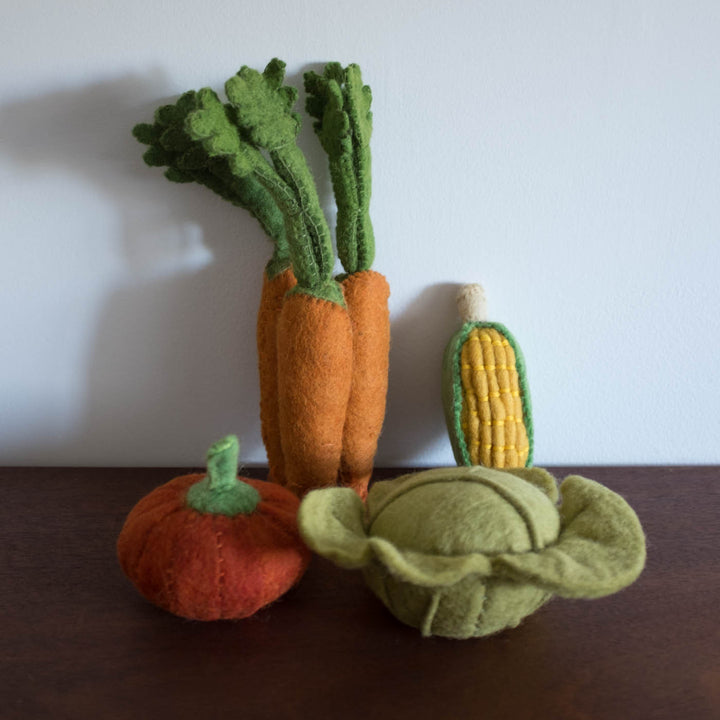 Wool Felt Food Toy: Set of three Carrots