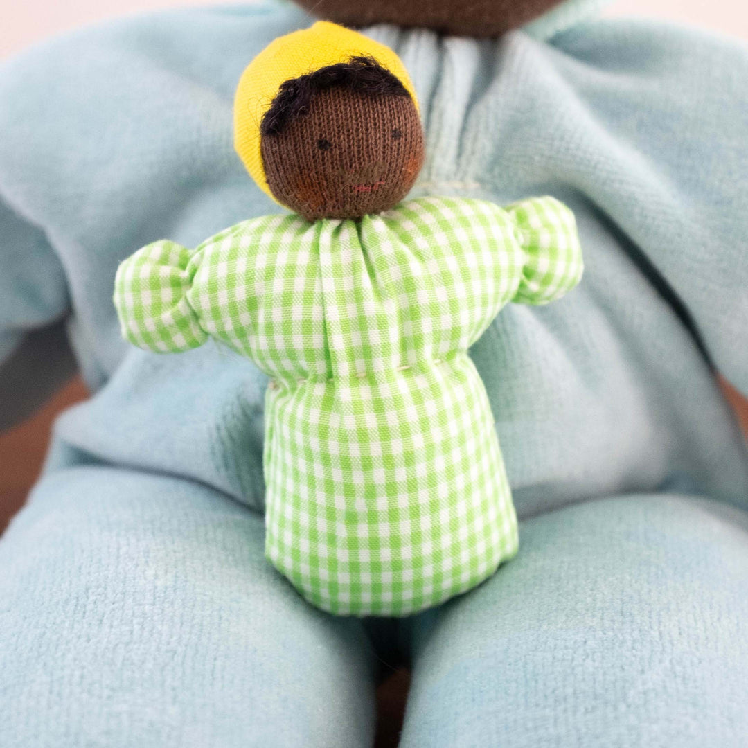 Grimm's Baby Tiny Doll- Green Checkered