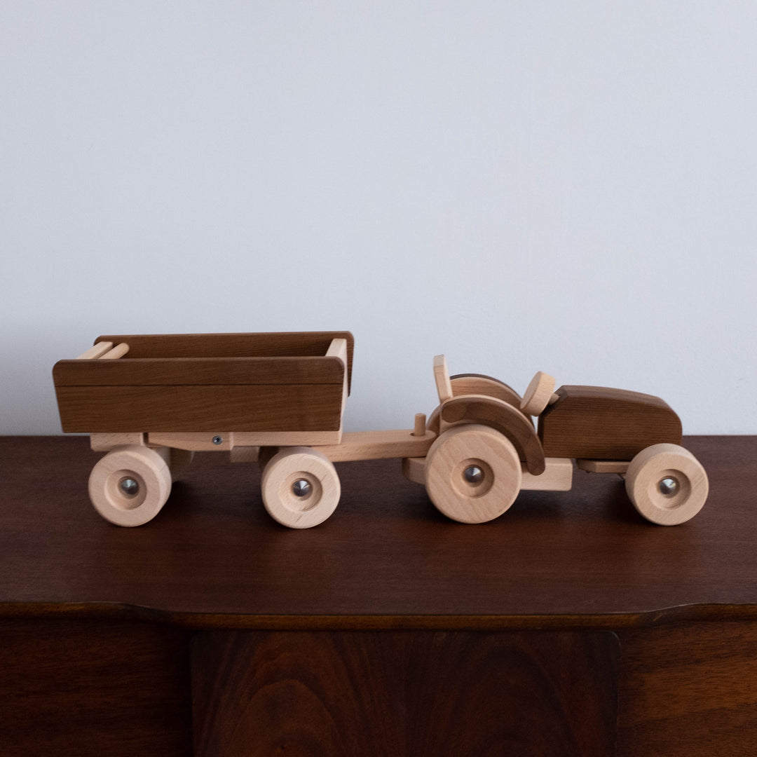 Wooden Tractor with Trailer