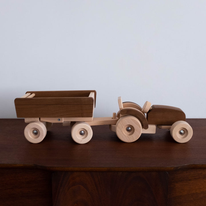 Wooden Tractor with Trailer