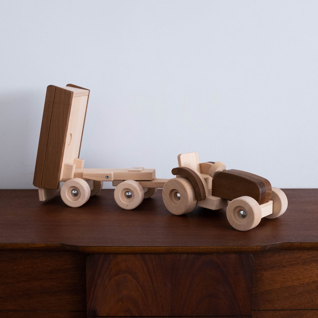 Wooden Tractor with Trailer