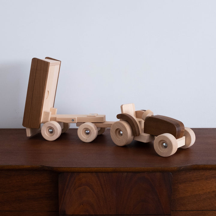 Wooden Tractor with Trailer