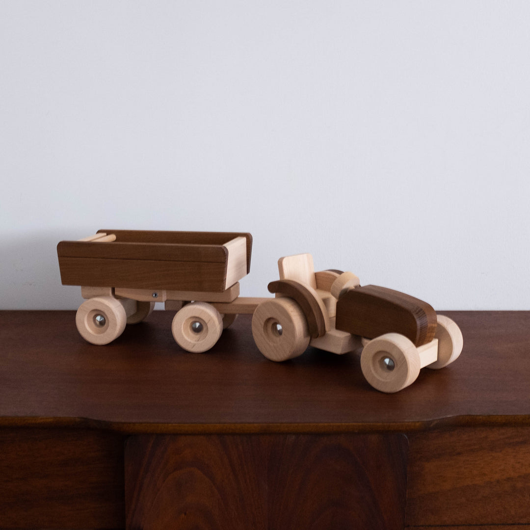 Wooden Tractor with Trailer