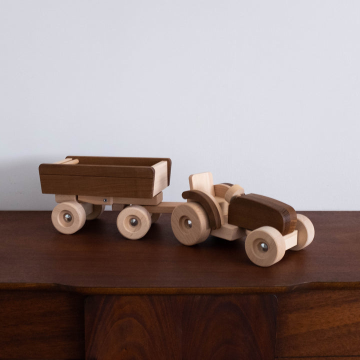 Wooden Tractor with Trailer