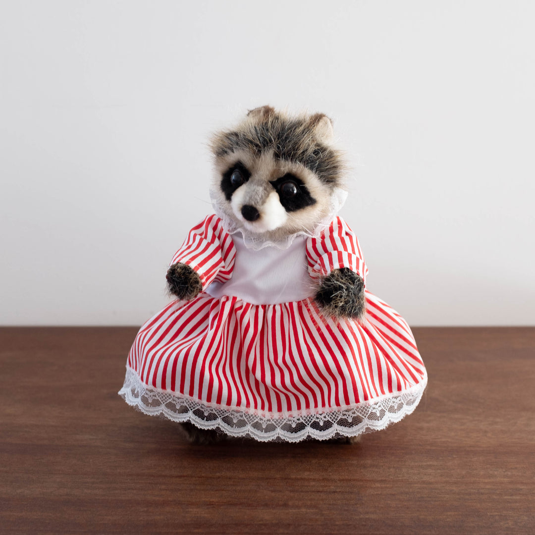 Raccoon in Striped Dress Stuffed Animal