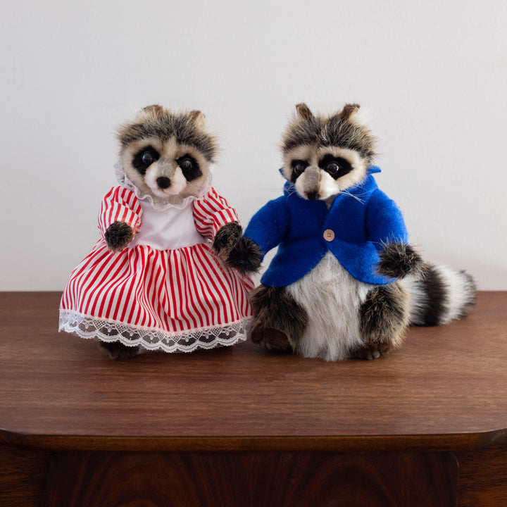 Raccoon in Blue Coat Stuffed Animal